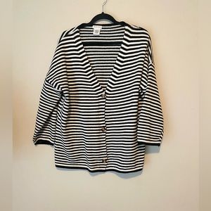 Black and white striped cardigan